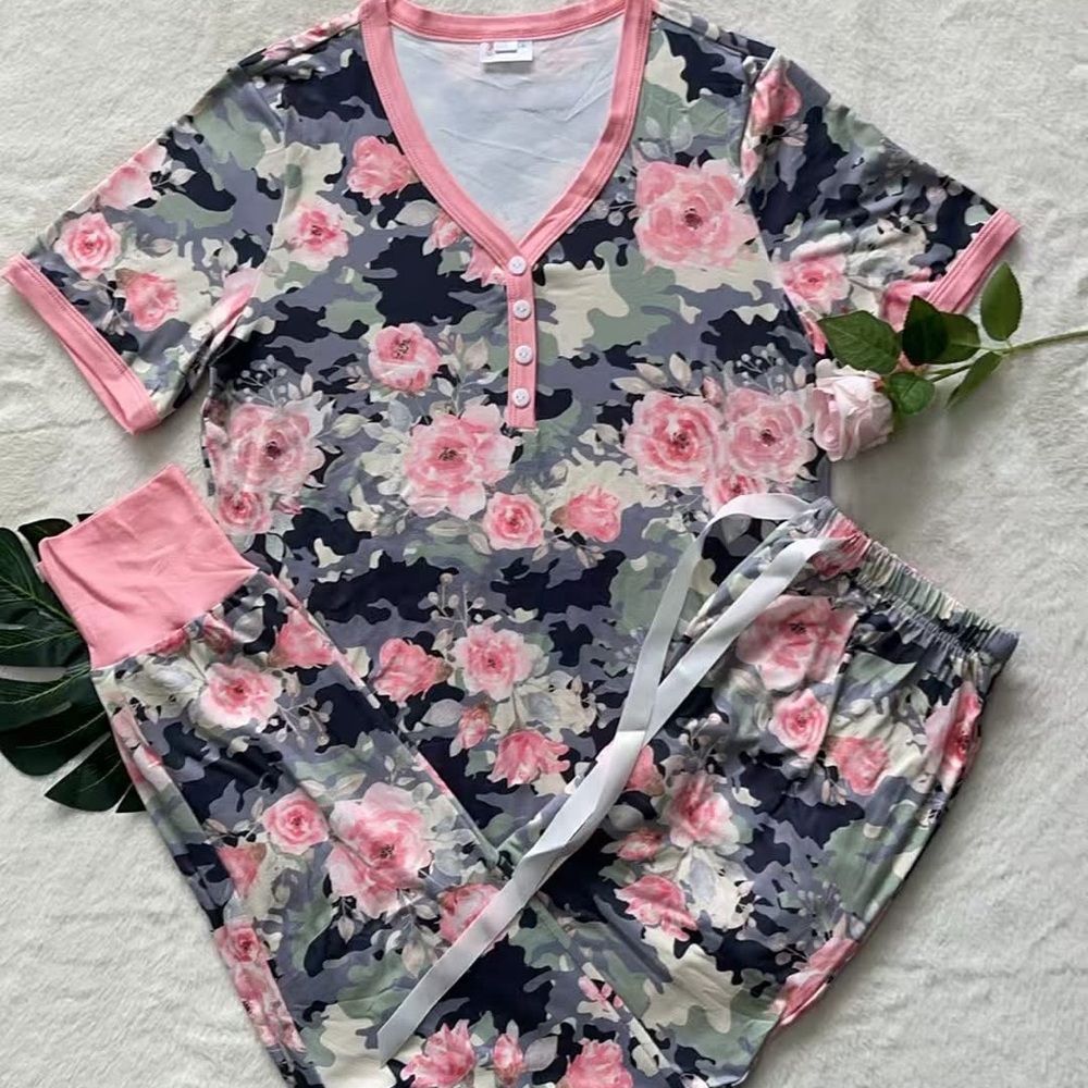 Floral Camouflage Pajama Set